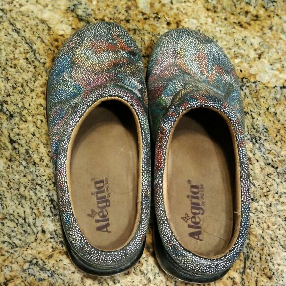 Alegria 'Kay 389' Multi Color Mules - Sz 6.5 US (37) Leather Butterfly Print - Picture 6 of 12